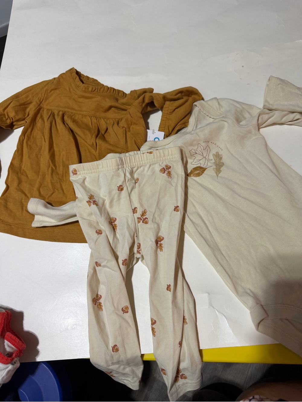 Carter's Cream Floral Leggings with Mustard Top Set